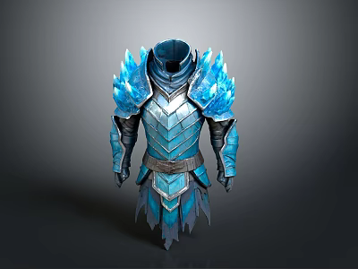 Blue Ice Crystal Fantasy Weapon With Magical Design For Game Characters 3d model