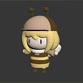 Cute Bee Themed Cartoon Character With Blonde Hair Striped Outfit And Hat Antennae