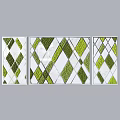 Decorative Green Plant Wall Design With Geometric Diamond Pattern And Metal Frame 3d model