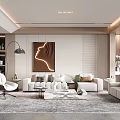 Modern Living Room Interior With Sofas Armchair And Art Decor 3d model