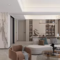 Modern Living And Dining Room Interior With Sofa TV Backdrop Chandelier And Green Plants