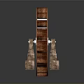 Wooden Mechanical Wheel Device With White Spokes And Support Base