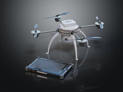 Professional High Tech Quadcopter Drone With Advanced Portable Remote Controller Device 3d model