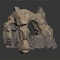 Natural Rock Archway Scenery Component With Irregular Stones And Hanging Stalactites