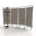 Industrial Mobile Foldable Partition Screen With Metal Frame And Fabric Panels 3d model