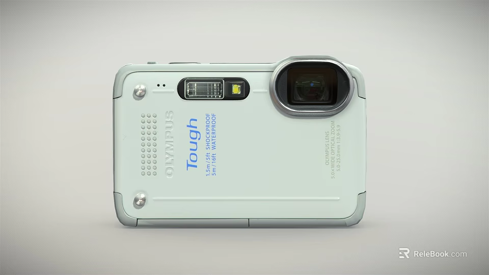 Olympus Tough Digital Camera With White Body Durable Design And Built In Lens 3d model 