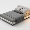 Modern Minimalist Single Bed with Light Headboard Gray Quilt and Soft Pillows