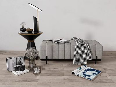 Modern bed end stool 3d model