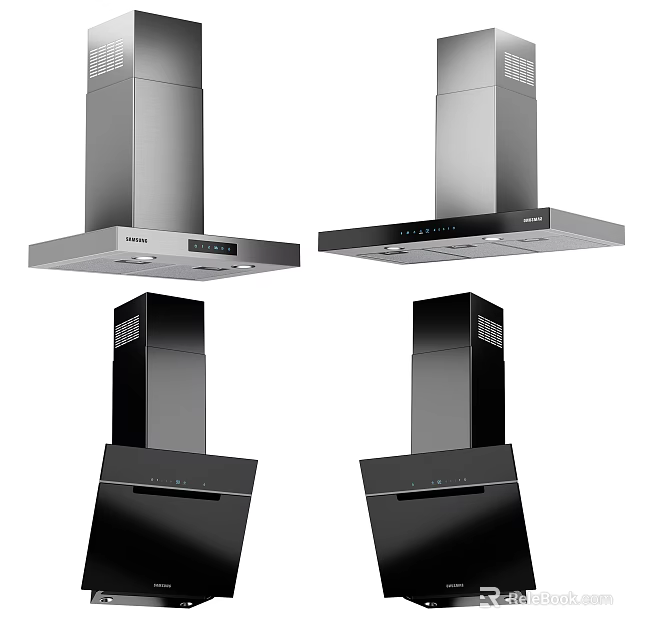 Stainless Steel And Black Modern Kitchen Range Hoods As Kitchen Appliances 3d model 