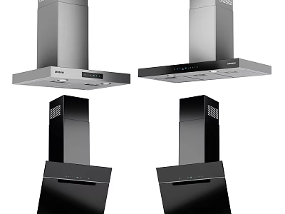 Stainless Steel And Black Modern Kitchen Range Hoods As Kitchen Appliances 3d model