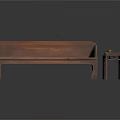 Wooden Bench And Small Side Table For Modern Home Interior Decor 3d model
