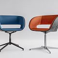 Modern Office Chair Blue and Orange Ergonomic Curved Backrest Metal Base Swivel Design
