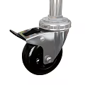 Heavy Duty Metal Swivel Caster With Black Wheel And Brake Pedal