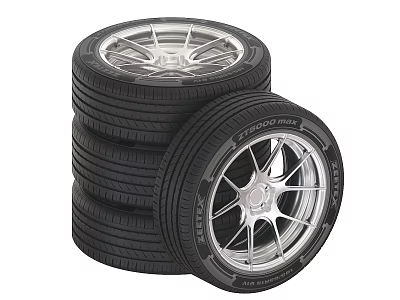 Stacked Car Tires With Alloy Wheels And Modern Rims For Automobiles 3d model