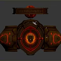 Fierce Red Mechanical Guardian Construct With Glowing Core And Armor Plates 3d model