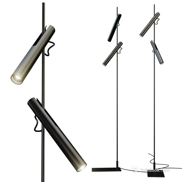 Modern Floor Lamps with Metallic Finish and Adjustable Design for Home Interiors 3d model 