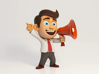 Propaganda Horn Shouting Slogans Radio Advertising Cartoon Characters Meichen Props Shop Sculptures Shopping Mall Atmosphere Decorative Props Statues Doll 3d model