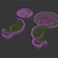 Ornate Circular Stone Garden Architecture With Green Lawn And Decorative Patterns