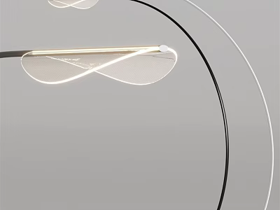 Contemporary Curved Floor Lamp With Transparent Shade And Soft Illumination Design 3d model