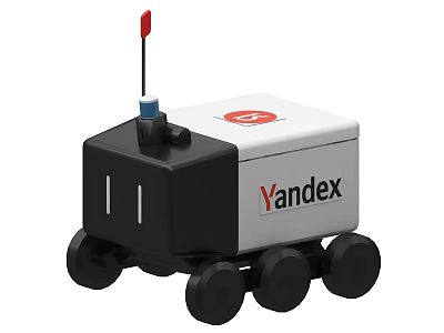 Smart Yandex Robot With Wheels Antenna And White Black Design 3d model