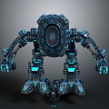 Futuristic Robotic Character With Blue Glowing Lights Circular Core And Complex Limbs