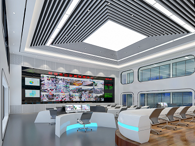 Modern Monitoring Room Public Security Bureau Monitoring Command Hall 3d model