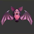 Cartoon Bat Character With Pink Wings Purple Body And Sharp Fangs