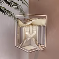 Creative 3D Wall Lamp With Staircase Figurine And Palm Leaf Decoration