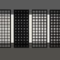 Modern Glass Room Dividers With Decorative Grid Patterns For Interior Design 3d model