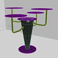 Black Modern Shelving Unit With Multiple Circular Shelves And Conical Base