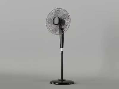 Black Modern Pedestal Cooling Fan With Stable Base And Metal Grille Design 3d model