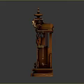 Antique Wooden Mantel Clock With Carved Decorative Details Roman Numeral Face And Pendulum