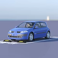 Blue Renault Car Parked in Branded Parking Space with Clear White Markings