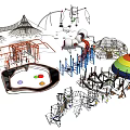 Diverse Playground Equipment Featuring Climbing Frames Slides Swings And Net Structures 3d model