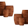 Brown Textured Ceramic Vessels in Various Sizes for Modern Home Decor 3d model
