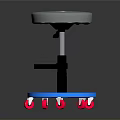 Adjustable Modern Bar Stool With White Seat LED Light And Rolling Wheels