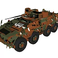 Military Armored Vehicle With Camouflage Paint Wheeled Structure And Weapon System