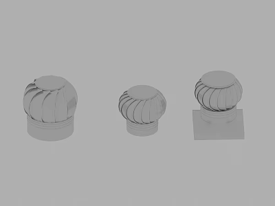 Building Components Roof Ventilators Circular Dome Shaped with Ribbed Design and Base Mounting Structures 3d model