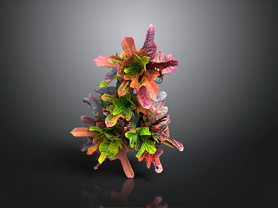 Colorful Decorative Plant Sculpture With Vibrant Multicolored Leaves And Branch Design 3d model