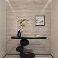 Hallway Table End View Table Hanging Picture Green Plant Bonsai 3d model