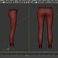 Gray Ribbed Leggings With Ankle Cuff In Front And Back View 3d model