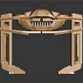 Futuristic Creature Role With Golden Mechanical Platform And Supports