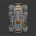 Steampunk Mechanical Vehicle With Metal Structure Cannon And Track Design