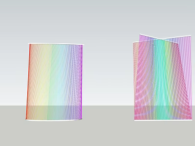 Colorful Gradient Striped 3D Sculptures With Folded Paper Like Design And Rainbow Pink Hues 3d model