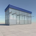 Modern Security Booth With Blue Roof Glass Walls And Metal Structure