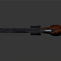 Detailed Revolver Firearm With Black Barrel Wooden Grip Metal Components And Red Accent