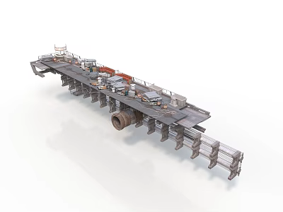 Heavy Duty Industrial Conveyor Equipment With Belt System And Support Frames 3d model