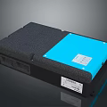 External Computer Accessory With Black Enclosure Blue Panel Label Sticker And Interface Ports