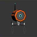 Orange Casing Robotic Creature With Eight Legs Top Antenna And Blue Center
