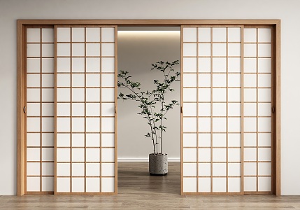 Japanese-style sliding door 3d model